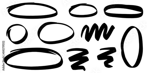 Marker sketches hand drawn vector set. Different kinds of sketches and hatches for brushes and decor
