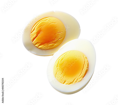 Halved hard-boiled egg with a smooth, yellow yolk.