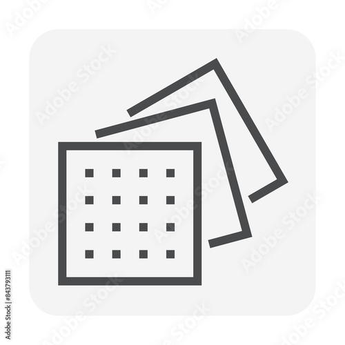Sample vector icon, catalogue of architecture decoration material i.s. tile, vinyl, linoleum and wallpaper for choose selection concept with pattern, texture, style, color for interior. Editable strok