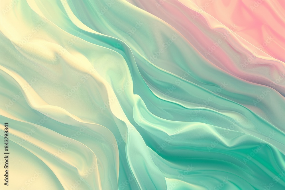 Obraz premium Soft pastel background with flowing, organic shapes in gentle shades of green and pink