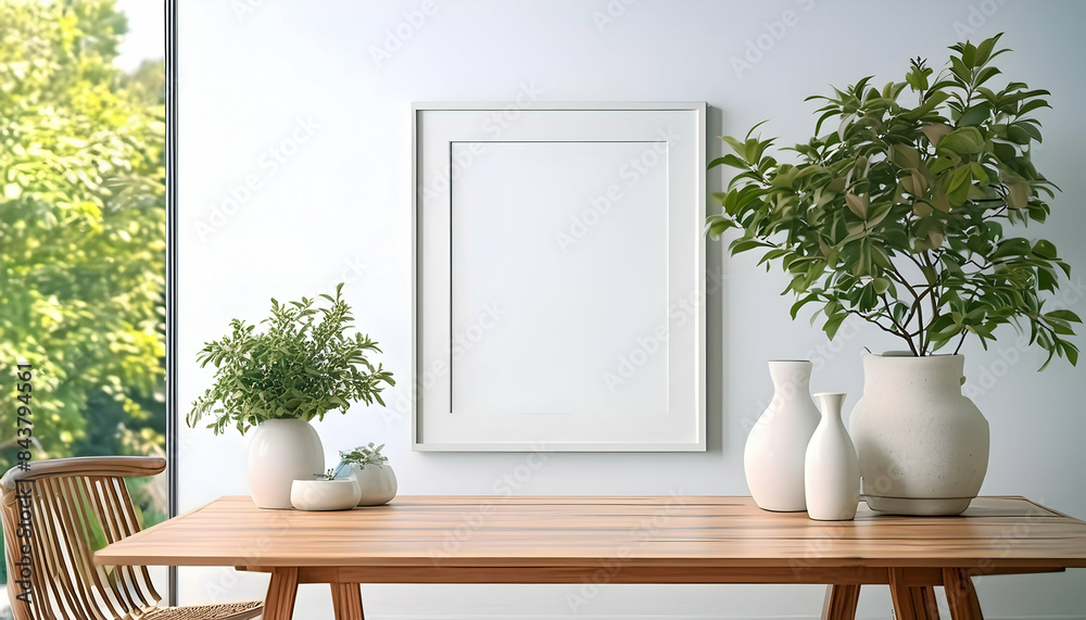Timeless Charm: Frame in White Room with Natural Decor Timeless Charm: Frame in White Room with Natural Decor