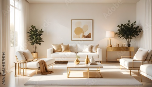 white and gold theme modern interior