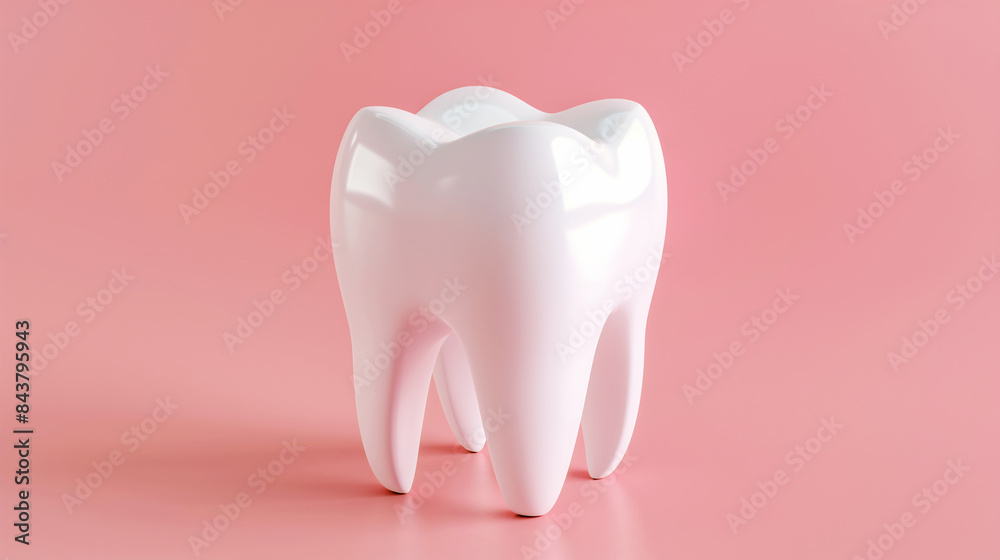 White healthy Tooth isolated on pink background White healthy Tooth isolated on pink background