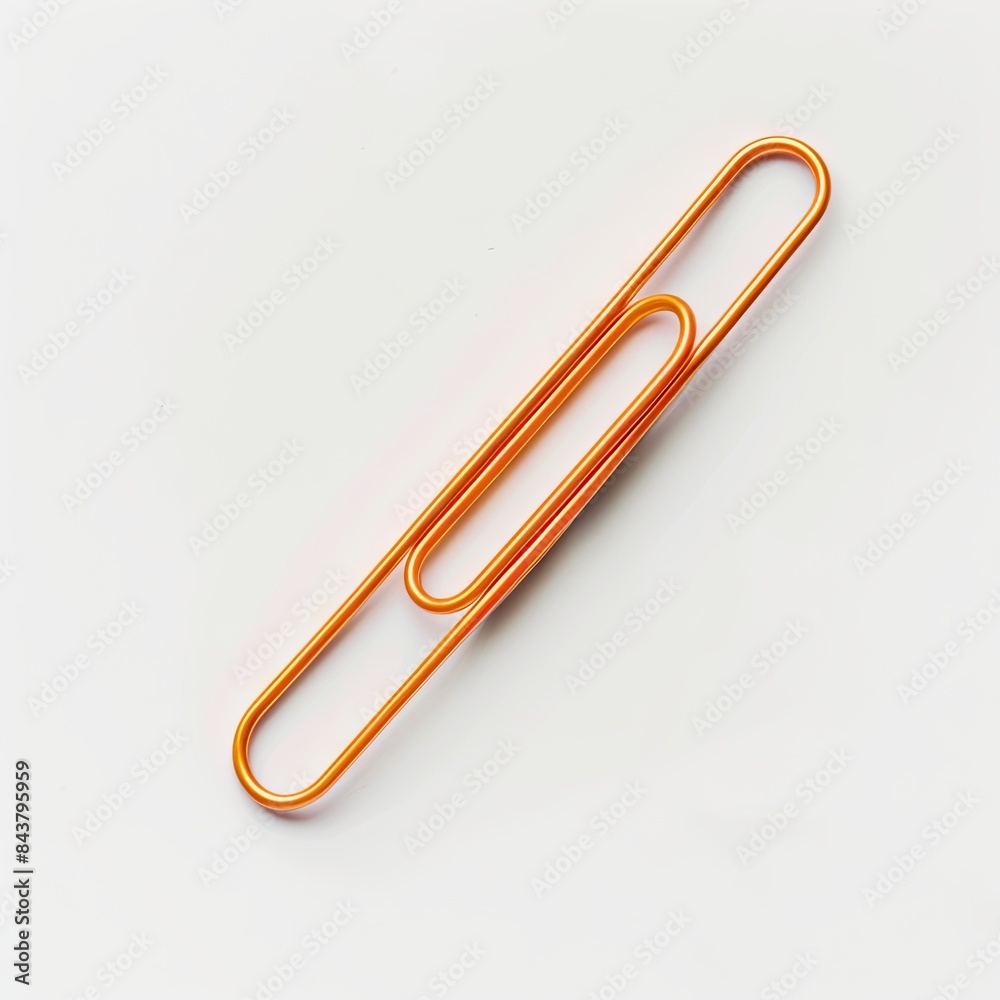 Isolated orange paperclip on white background Isolated orange paperclip on white background