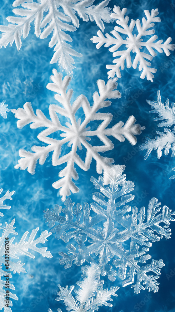 Winter background blue with snow and snowflakes Winter background blue with snow and snowflakes