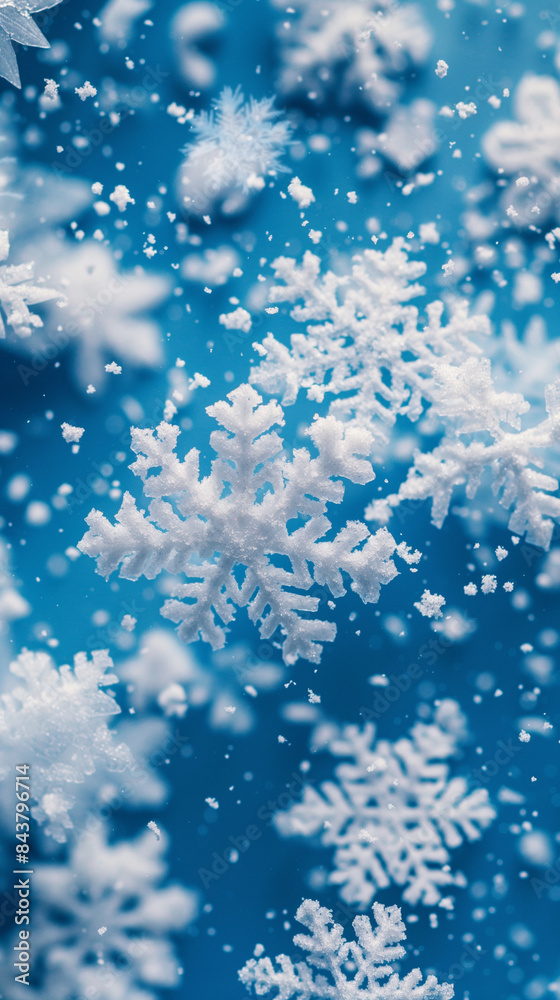 Winter background blue with snow and snowflakes Winter background blue with snow and snowflakes