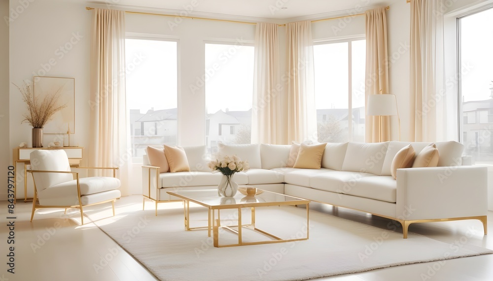 white and gold theme modern interior