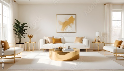 white and gold theme modern interior