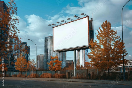 A blank billboard glowing in the city is ideal for advertising mockups