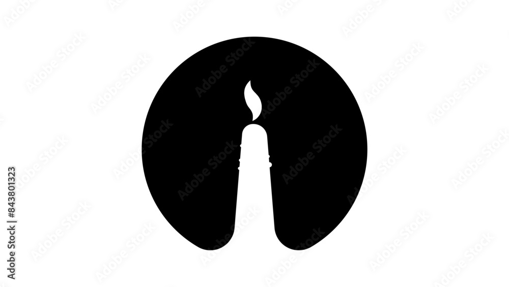Candle logo, black isolated silhouette