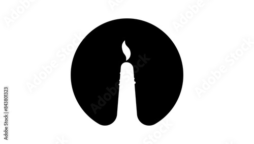 Candle logo, black isolated silhouette