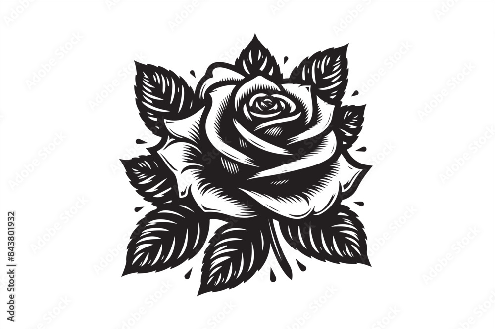 Rose black and white clip art silhouette vector illustrator with white background Rose black and white clip art silhouette vector illustrator with white background