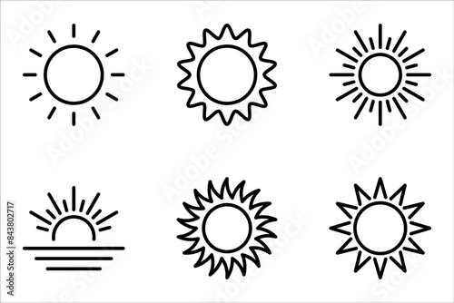 Sun icon vector set. summer symbol. sunlight sign collection. vector illustration on white bakground