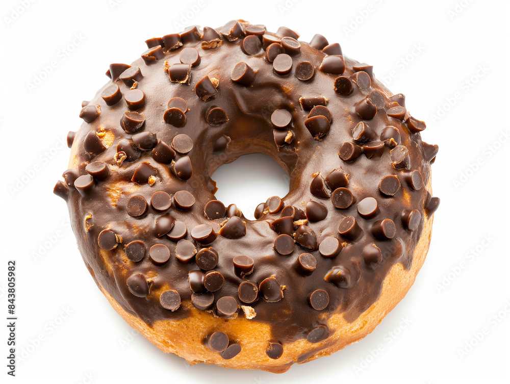 Bagel, top view, pure white background