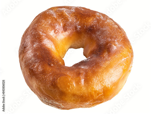 Bagel, top view, pure white background