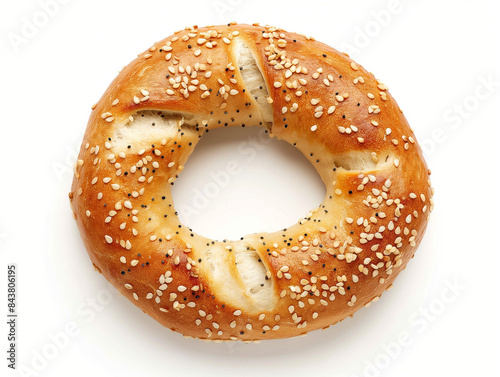 Obraz na płótnie Bagel, top view, pure white background w salonie