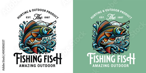 Fishing logo design template illustration . Sport fishing Logo