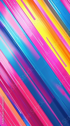 Abstract Diagonal Stripes In Vibrant Pink, Blue, And Yellow Colors