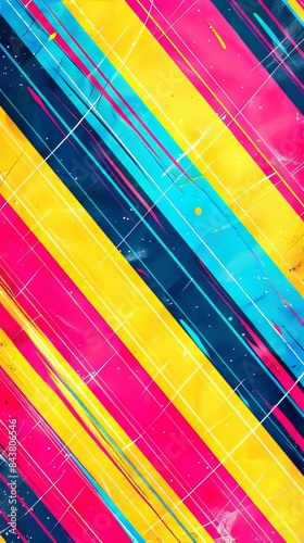 Abstract Diagonal Lines in Blue, Yellow, and Pink Colors