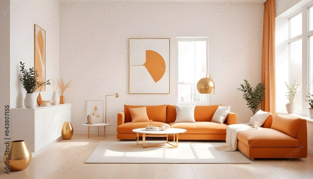 Fototapeta premium white and gold theme modern interior