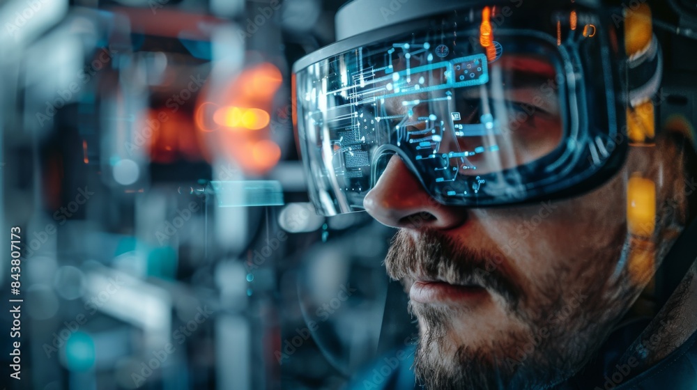 A close-up shot of a person using a virtual reality headset to explore the inner workings of a hydrogen fuel cell. A close-up shot of a person using a virtual reality headset to explore the inner workings of a hydrogen fuel cell.