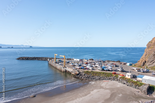 Port Orford, Oregon, is one of only two dolly docks in the U.S.  photo