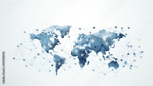 Global internet network with interconnected nodes, isolated on white background, detailed and expansive, highresolution, copy space