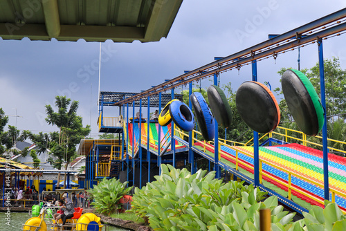 a amusement rides at Blitar Park. blitar, indonesia - 21 may 2024