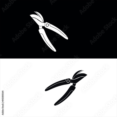 Gardening scissors isolated spring care pruning branch scissors isolated white and black background vector file

