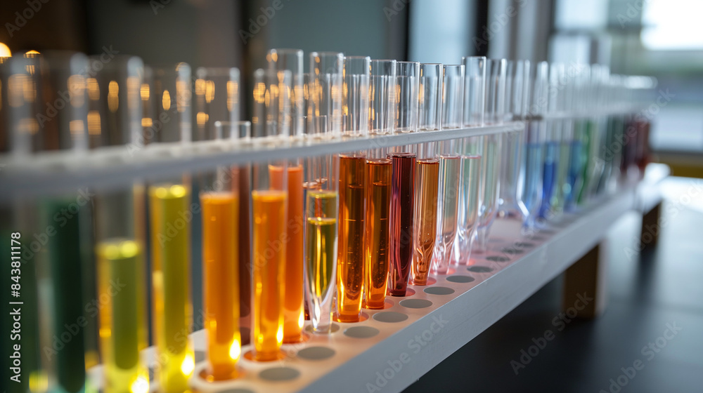 Modern science laboratory with test tubes and various laboratory equipment showcasing advanced research environment and scientific analysis tools