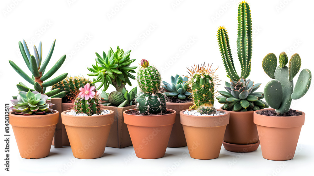 Cozy hobby growing house or indoor plants ,Many different beautiful cacti near white wall ,A green cactus on a white background Cozy hobby growing house or indoor plants ,Many different beautiful cacti near white wall ,A green cactus on a white background