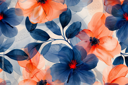 Delicate flowers with a watercolor effect seamless pattern