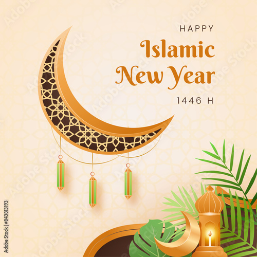 Islamic New Year Greeting Card elegant background