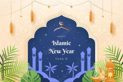 Islamic New Year Greeting Card elegant background