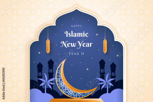 Islamic New Year Greeting Card elegant background