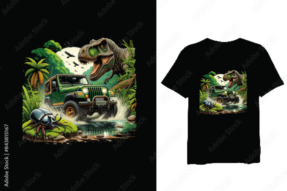 jorasic parc dinosaur top 1 t shirt  dinosaur in wild forest