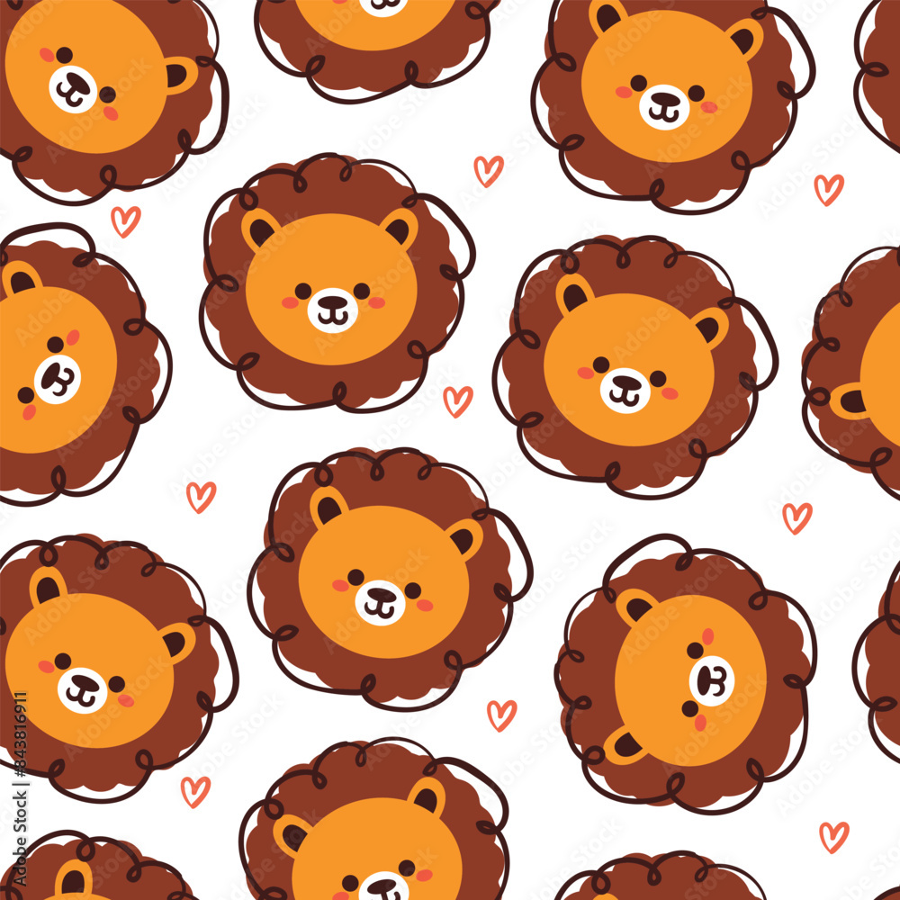 seamless pattern cartoon lion. cute animal wallpaper for textile, gift wrap paper
