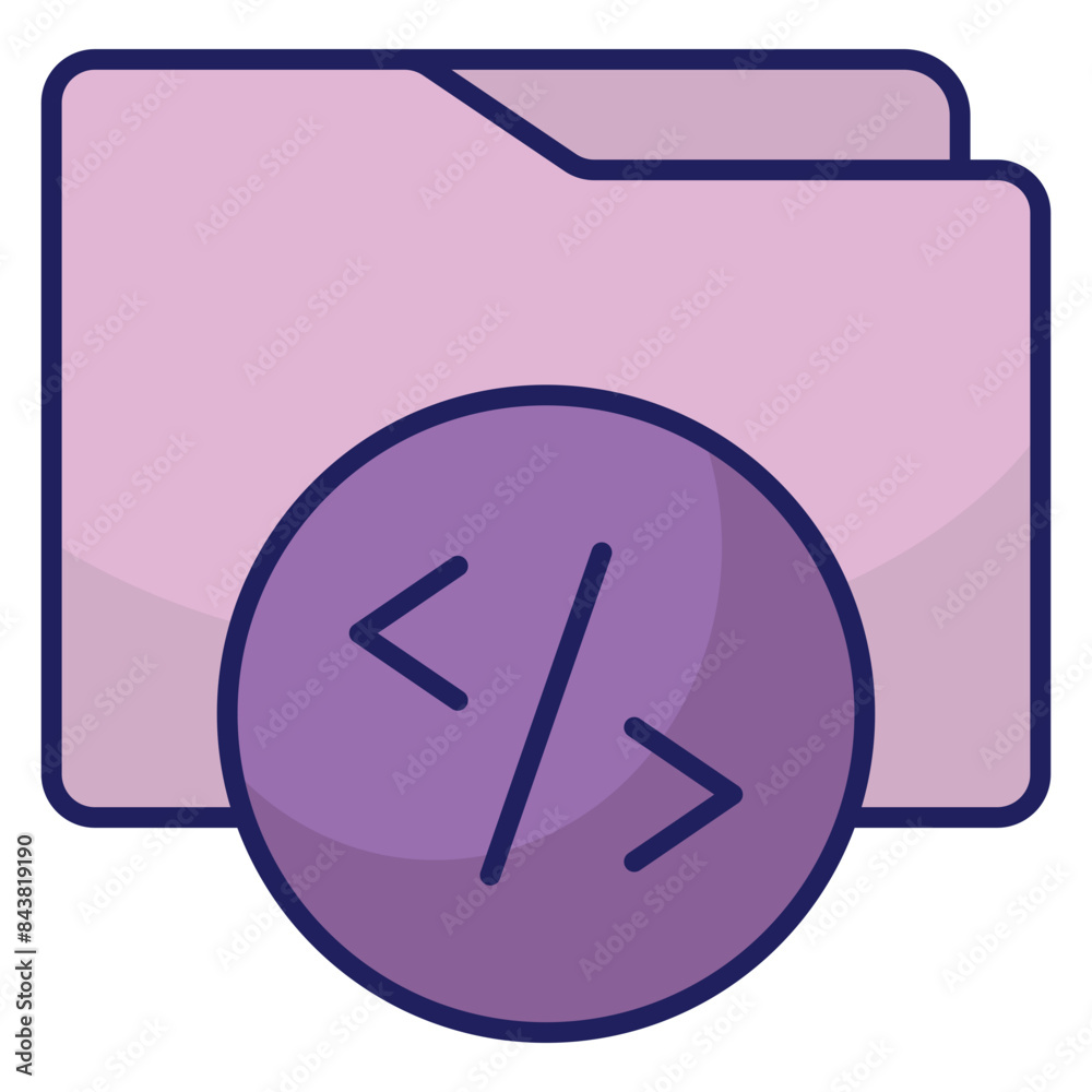 Conceptual flat design icon of coding folder Conceptual flat design icon of coding folder