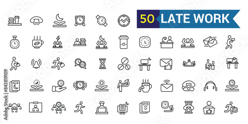 Late work icon. Outline late work vector icon for ui design. Outline icon collection. Editable stroke.