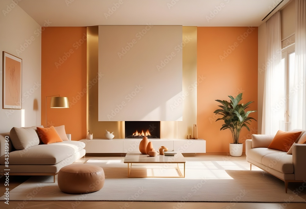 Fototapeta premium white and gold theme modern interior
