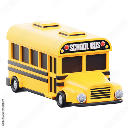A yellow school bus with the words 