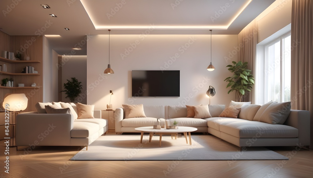 Fototapeta premium white and gold theme modern interior