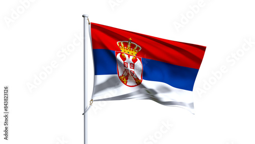 Waving flag of serbia isolated on transparent background. photo