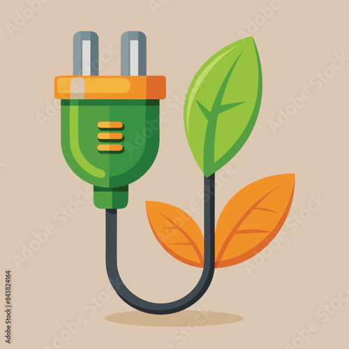 Harmonizing Nature and Tech: A Green Plant with a Face and Sustainable Energy Solutions