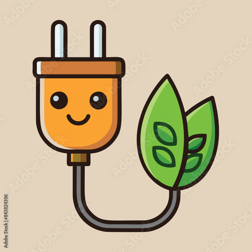 Harmonizing Nature and Tech: A Green Plant with a Face and Sustainable Energy Solutions