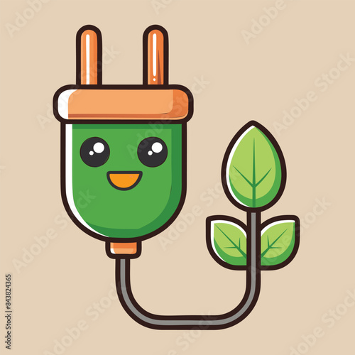 Harmonizing Nature and Tech: A Green Plant with a Face and Sustainable Energy Solutions