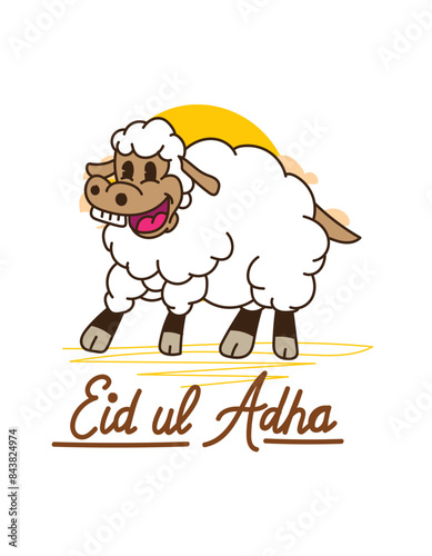 Muslim holiday Eid al-Adha.1445 H the sacrifice a ram. graphic design decoration kurban bayrami. month is mean muslim event