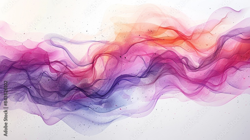 Fototapeta premium A network of watercolor splashes and delicate lines creates a flowing and dreamlike abstract visualization.