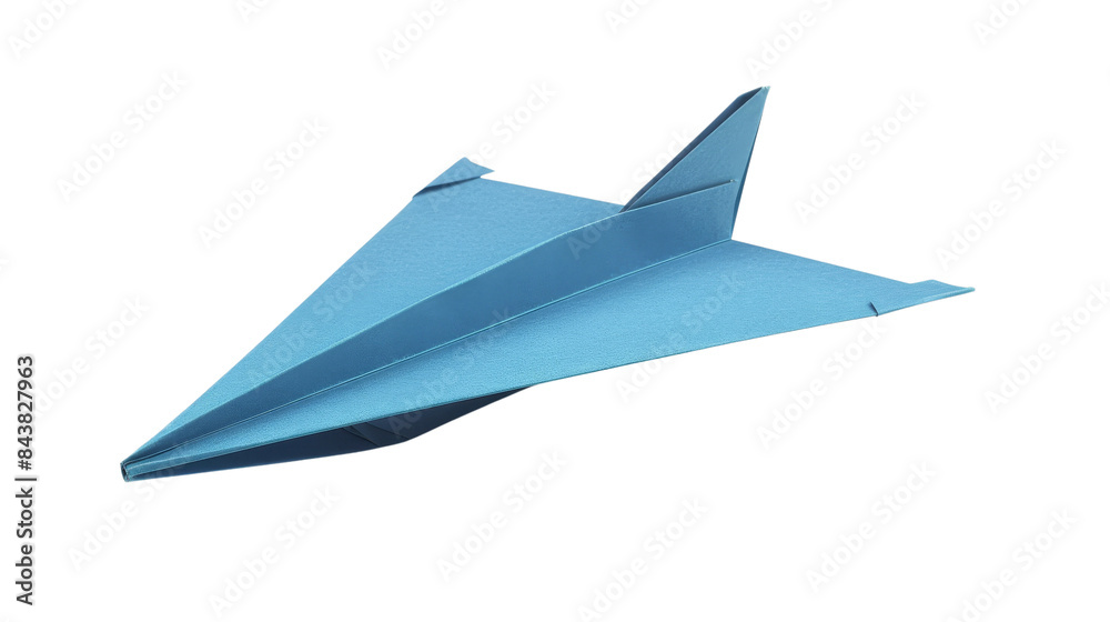 A blue paper airplane isolated on a black background. A blue paper airplane isolated on a black background.
