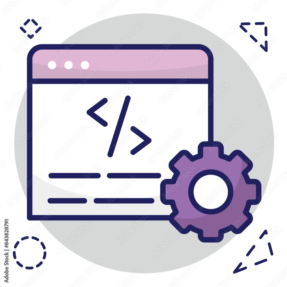 Conceptual flat design icon of web coding Conceptual flat design icon of web coding